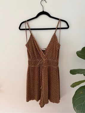 Pull&Bear Brown Polka-Dot Romper